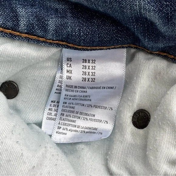 American eagle outfitters men’s slim straight denim jean extreme flex 4 jeans 28 - Picture 5 of 10